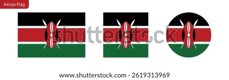 Kenya flag png vector. Kenya Square and round icon isolated on transparent PNG background. Kenya flag icon.eps