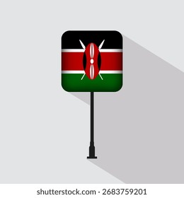 Kenya Flag Pole Vector Illustration