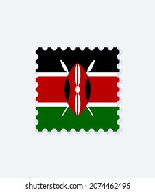 Kenia Flag Postage Stamp auf weißem Hintergrund. Vektorgrafik.