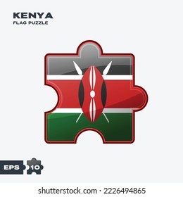 Piezas del rompecabezas de la bandera de Kenia. ilustración vectorial aislada en fondo blanco