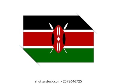 Kenya flag - rectangle colorful flag representing a country cultural identity and heritage. The essence of national pride and unity. Attached by the corners in a paper album