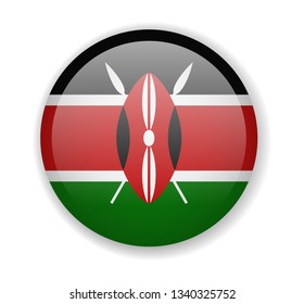 Kenya flag round bright icon vector Illustration