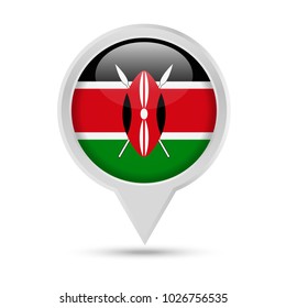 Kenya Flag Round Pin Vector Icon - Illustration