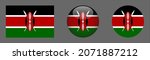 Kenya flag set collection, button rounded, flat rounded.