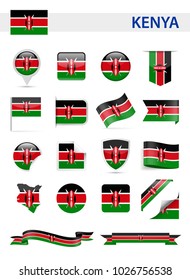 Kenya Flag Set - Vector Illustration