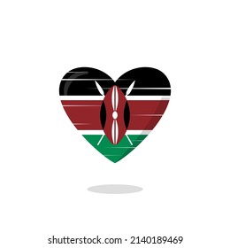 Kenya flag shaped love illustration. Floating flag love icon. Nationality concept.