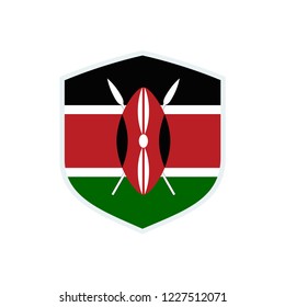 Kenya flag. Kenya shield flag.
