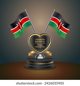 Kenya flag in a stand on table. Vector Illustration