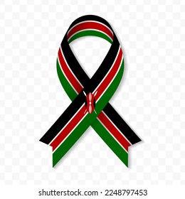Kenya flag stripe ribbon vector illustration on a transparent background vector image (PNG).