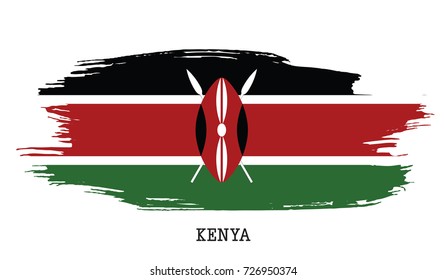 Kenya flag vector grunge paint stroke  