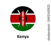 Kenya flag vector icon on white background for web and mobile app design, Kenya flag logo concept