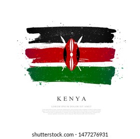 Kenya flag. Vector illustration on a white background. Brush strokes are drawn by hand. Independence Day.