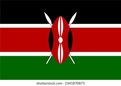 Kenya flag wave isolated on png or transparent background