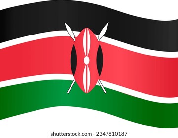 Kenya flag wave isolated on png or transparent background