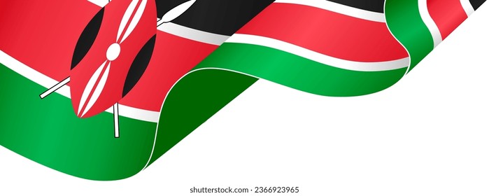 Kenya flag wave isolated on png or transparent background