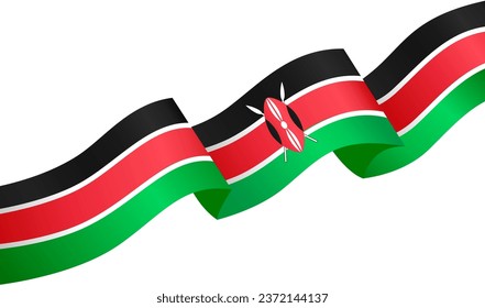 Kenya flag wave isolated on png or transparent background