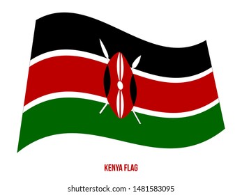 Kenya Flag Waving Vector Illustration on White Background. Kenya National Flag.