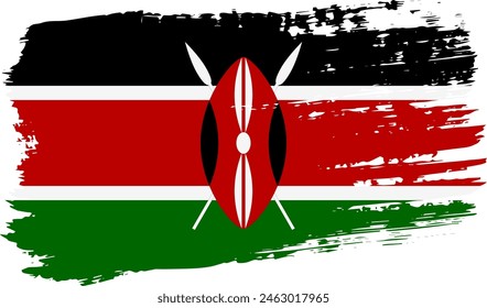 Kenia-Flagge, breiter Pinselstrich auf durchsichtigem Hintergrund, Vektorgrafik.