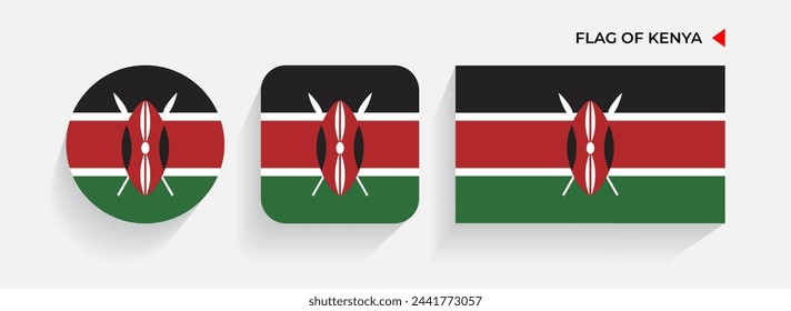 Kenya Flags arranged in round, square and rectangular shapes