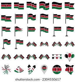 Kenya flags icon set, Kenya independence day icon set vector sign symbol