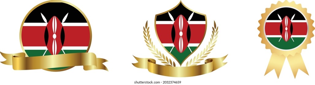 Kenya flags. Symbols of countries map