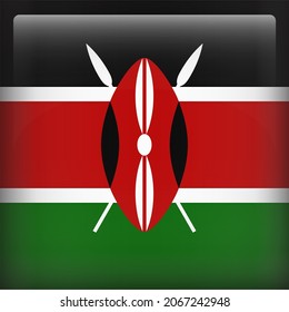 Kenya Glossy 3D Square Country Flag Icon