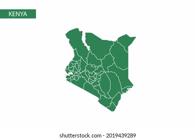 Kenya green map detailed vector.