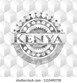 Kenya grey badge with geometric cube white background