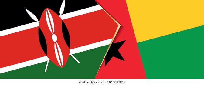 Kenya and Guinea-Bissau flags, two vector flags symbol of relationship or confrontation.
