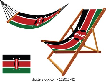 kenya hammock and deck chair set against white background, abstract vector art illustration