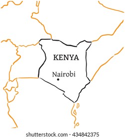 Kenya hand-drawn sketch map
