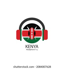 Kenya headphone flag vector on white background. 
