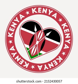 Kenya heart flag badge. From Kenya with love logo. Support the country flag stamp. Vector illustration.
