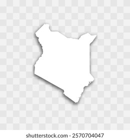 Kenya high detailed vector representation of country silhouette. White color on transparent background with dropped shadow. For educational, decorative, or informational use.