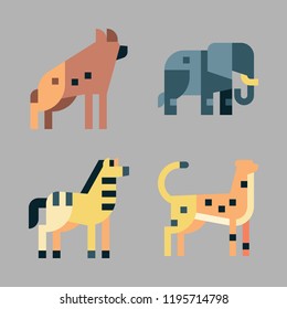 kenya icon set. vector set about cheetah, elephant, zebra and hyena icons set.