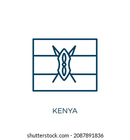 kenya icon. Thin linear kenya outline icon isolated on white background. Line vector kenya sign, symbol for web and mobile