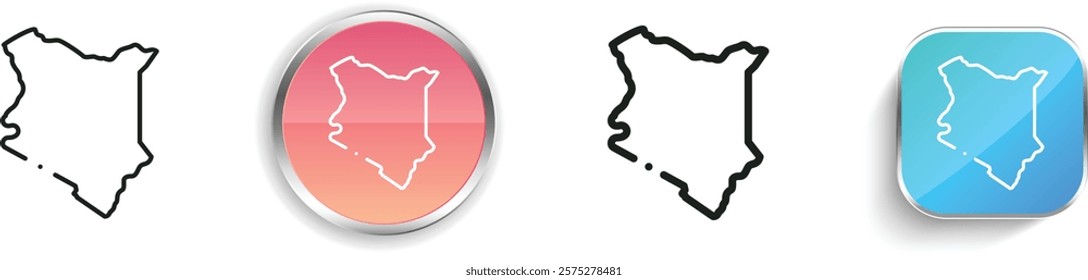 kenya icon. Thin Linear, Regular and Button Style Design Isolated On White Background