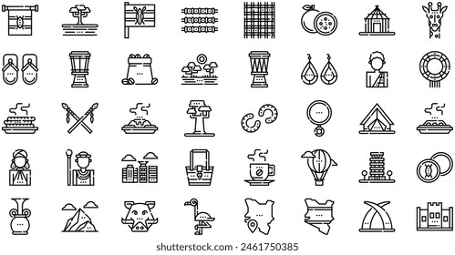 Kenya Icons collection is a vector illustration with editable stroke.