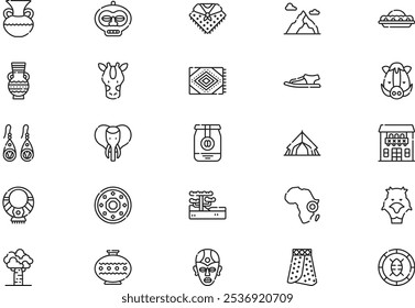 Kenya icons collection is a vector illustration with editable stroke.