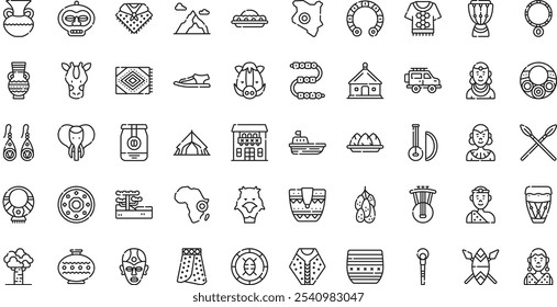 Colección de iconos vectoriales de alta calidad de iconos de Kenia con trazo editable. Ideal para Profesional y Proyectos Creativos.