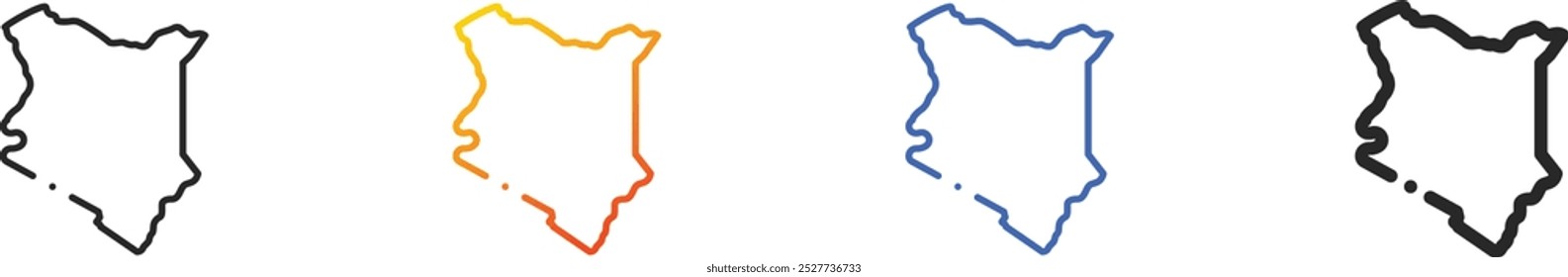 kenya icon.Thin Linear, Gradient, Blue Stroke and bold Style Design Isolated On White Background
