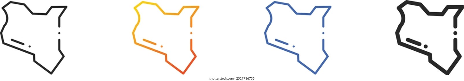 kenya icon.Thin Linear, Gradient, Blue Stroke and bold Style Design Isolated On White Background