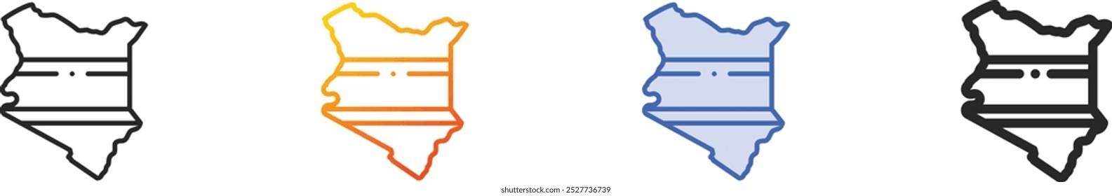 kenya icon.Thin Linear, Gradient, Blue Stroke and bold Style Design Isolated On White Background