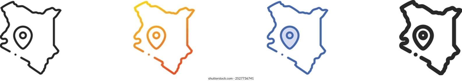 kenya icon.Thin Linear, Gradient, Blue Stroke and bold Style Design Isolated On White Background