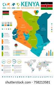 Kenya infographic map and flag - High Detailed Vector Illustration