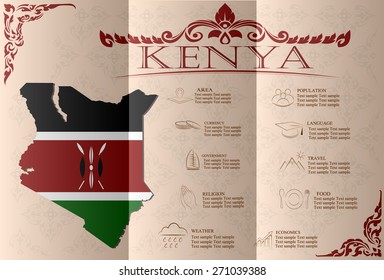  Kenya infographics, statistical data, sights. Vector illustration