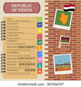 Kenya  infographics, statistical data, sights. Vector illustration