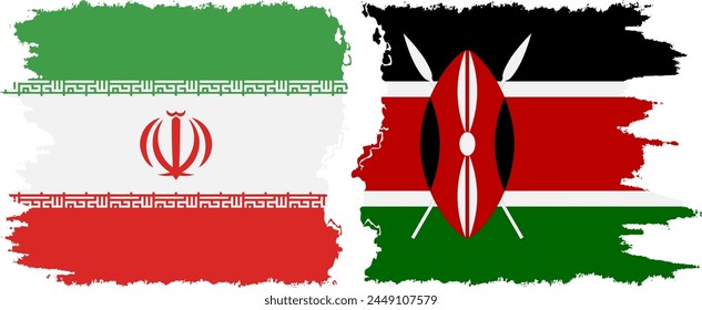 Kenia und Iran Grunge Flaggen Verbindung, Vektorgrafik