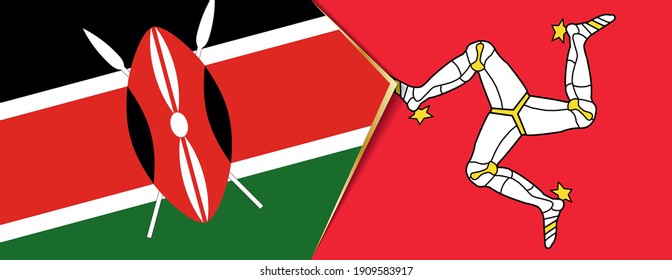 Banderas de Kenia y la Isla de Man, dos banderas vectoriales símbolo de relación o enfrentamiento.