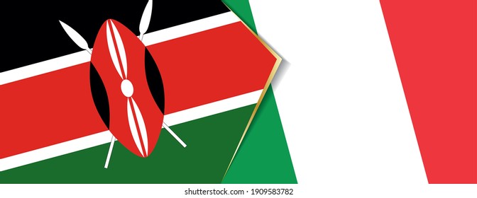 Kenya and Italy flags, two vector flags symbol of relationship or confrontation.